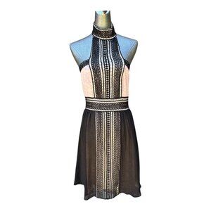 Venus Dress High Neck Halter Black Lace Dress M